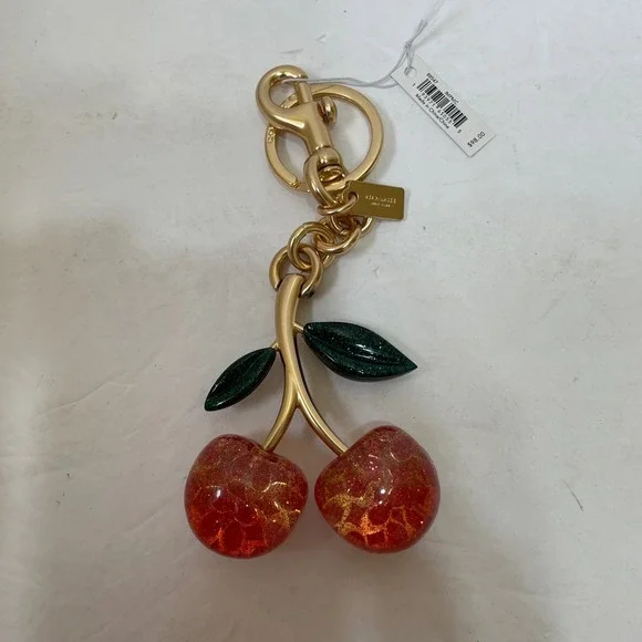 NEW WITH TAGS COACH SIGNATURE CHERRY BAG CHARM PINK - Picture 1 of 11